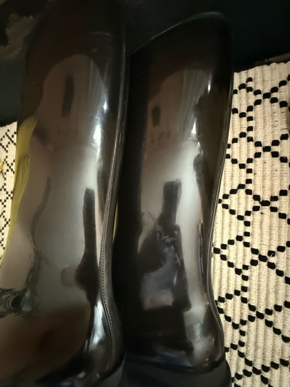 Gucci Black Glossy Tall Rain Boots with Gold Horsebit - Picture 7 of 9
